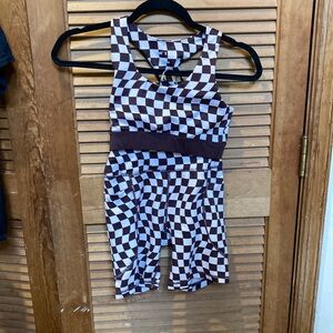 WILO Brown and White Checkered Matching Workout Set
